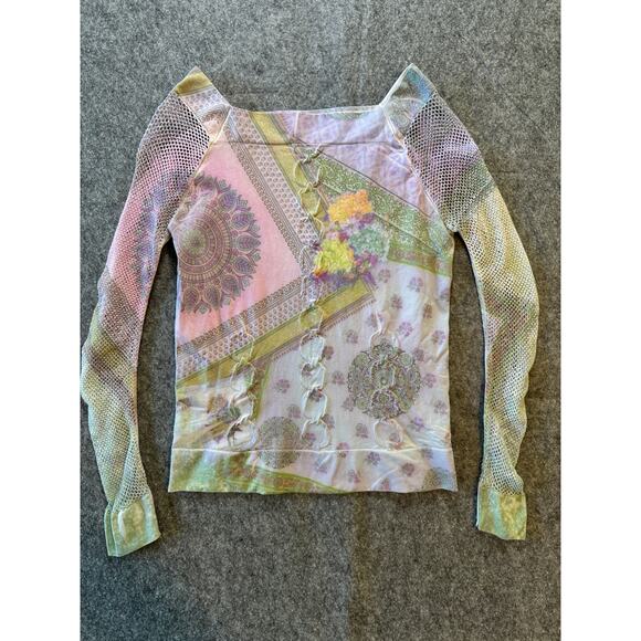 Boho Chic Women's S Boho Hippie Intricate Floral Patterns in Pastel Top - Picture 1 of 7